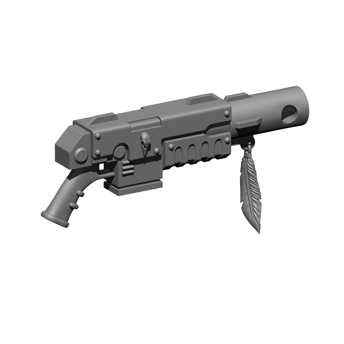Raven Warrior Order Blackout Master-Forged Striker Pistol custom resin ranged weapon compatible with McFarlane Toys 7-inch armored action figures for painting, customization, and display.