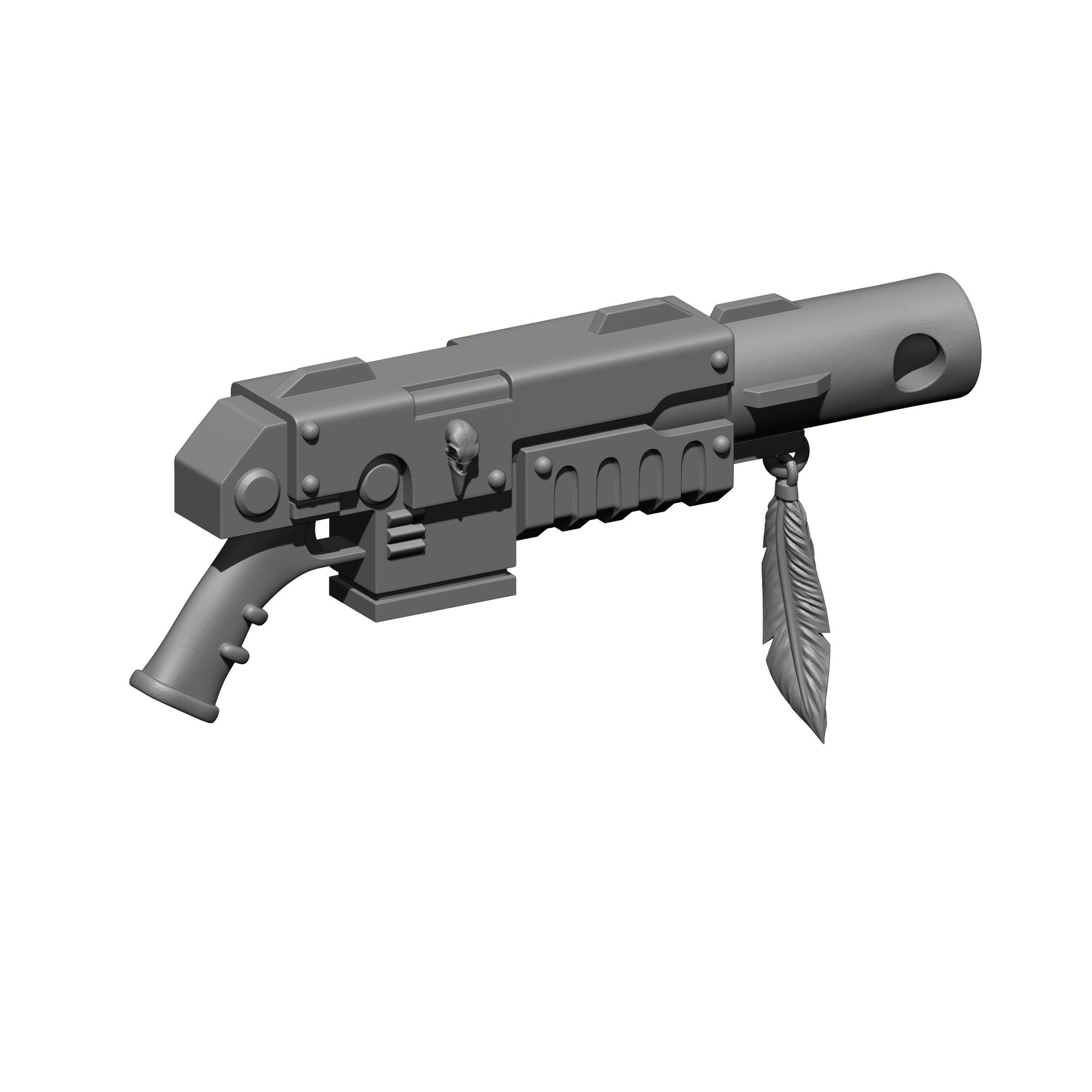 Raven Warrior Order Blackout Master-Forged Striker Pistol custom resin ranged weapon compatible with McFarlane Toys 7-inch armored action figures for painting, customization, and display.