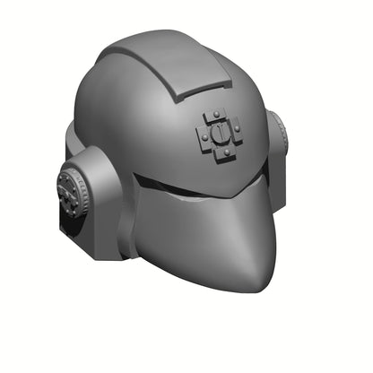Retribution Wardens Warrior Order Type 6 Veteran Helmet with Cross resin upgrade compatible with McFarlane Toys 1:12 scale armored action figures.