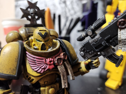 Retribution Wardens Warrior Order Type 7 Helmet with Chevron custom resin helmet designed to fit JoyToy 1:18 scale armored action figures.