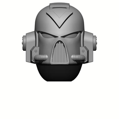 Retribution Wardens Warrior Order Type 7 Helmet with Chevron custom resin helmet designed to fit JoyToy 1:18 scale armored action figures.