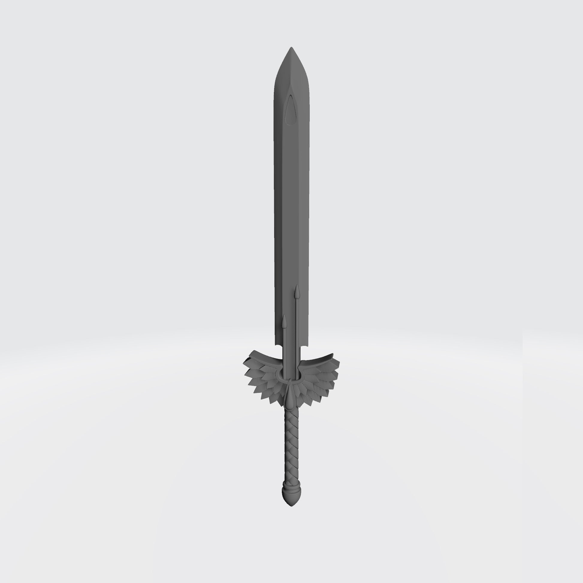 Custom resin Sanguis Legion energy sword with winged blood drop emblem compatible with McFarlane Toys 7-inch 1:12 scale armored action figures.