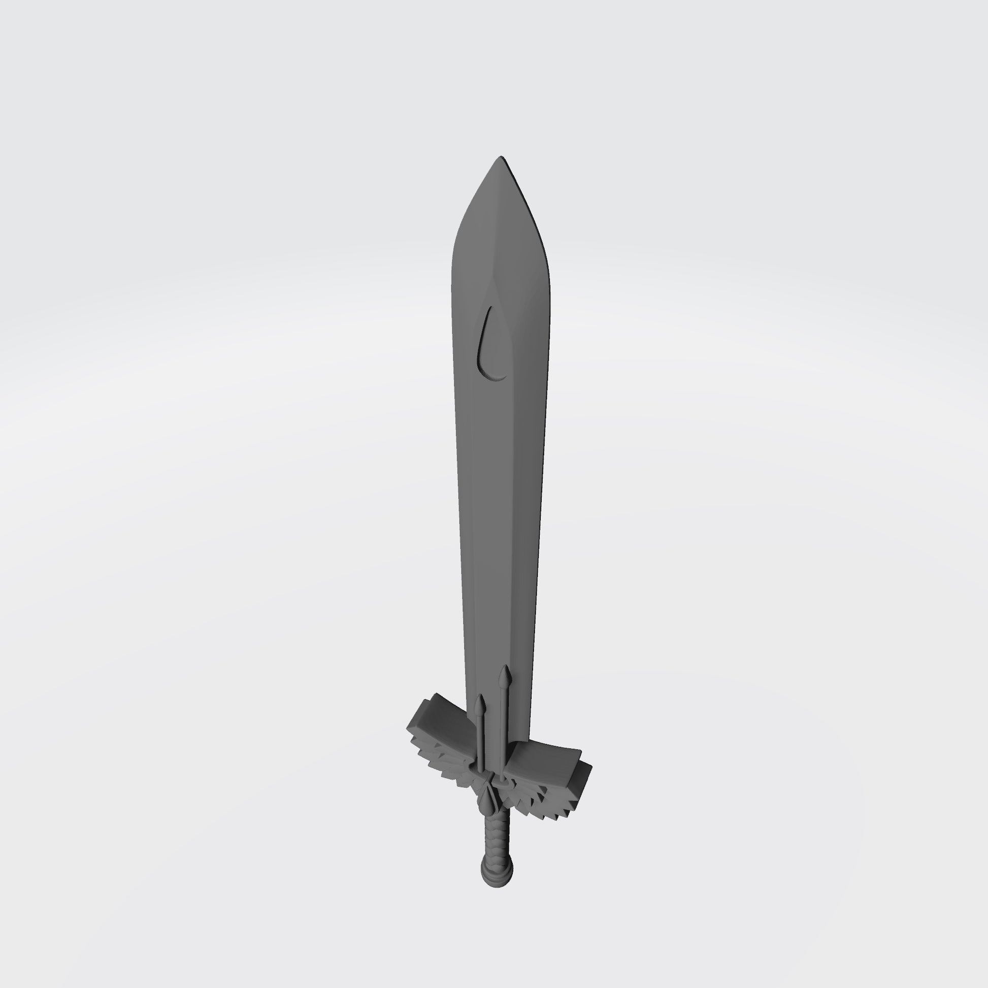 Custom resin Sanguis Legion energy sword with winged blood drop emblem compatible with McFarlane Toys 7-inch 1:12 scale armored action figures.