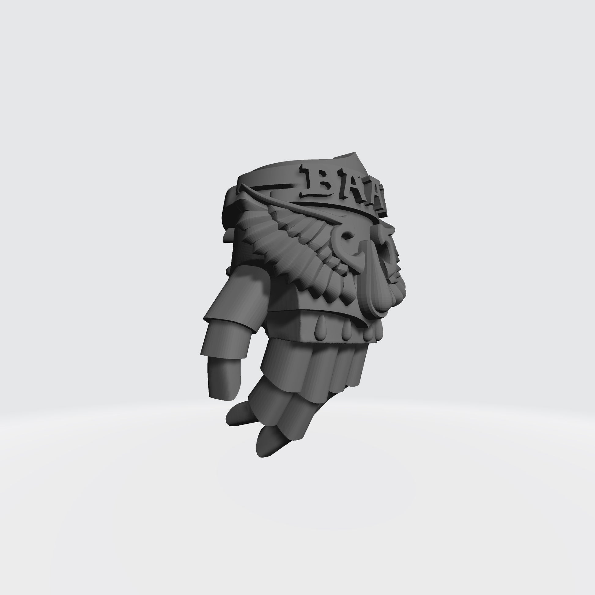 Sanguis Warrior Order Power Fist Left Hand resin upgrade for McFarlane Toys 7-inch armored action figures by Fantasy World Games.