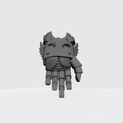 Sanguis Warrior Order Power Fist Left Hand resin upgrade for McFarlane Toys 7-inch armored action figures by Fantasy World Games.