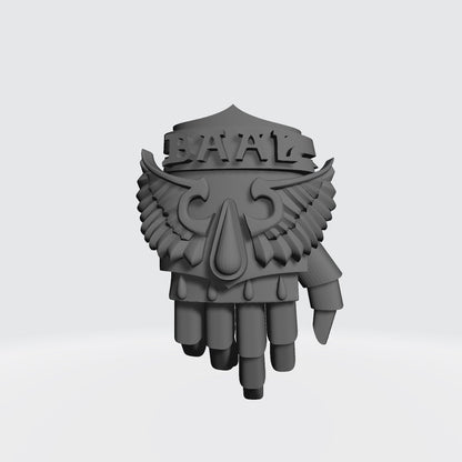 Sanguis Warrior Order Power Fist Right Hand resin upgrade for McFarlane Toys 7-inch armored action figures by Fantasy World Games.