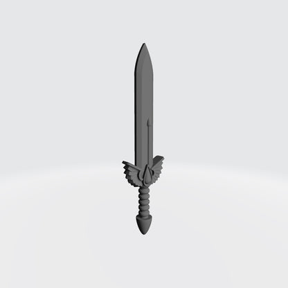 Custom resin Sanguis Warrior Order Power Gladius with Winged Blood Drop compatible with McFarlane Toys 7-inch armored action figures.