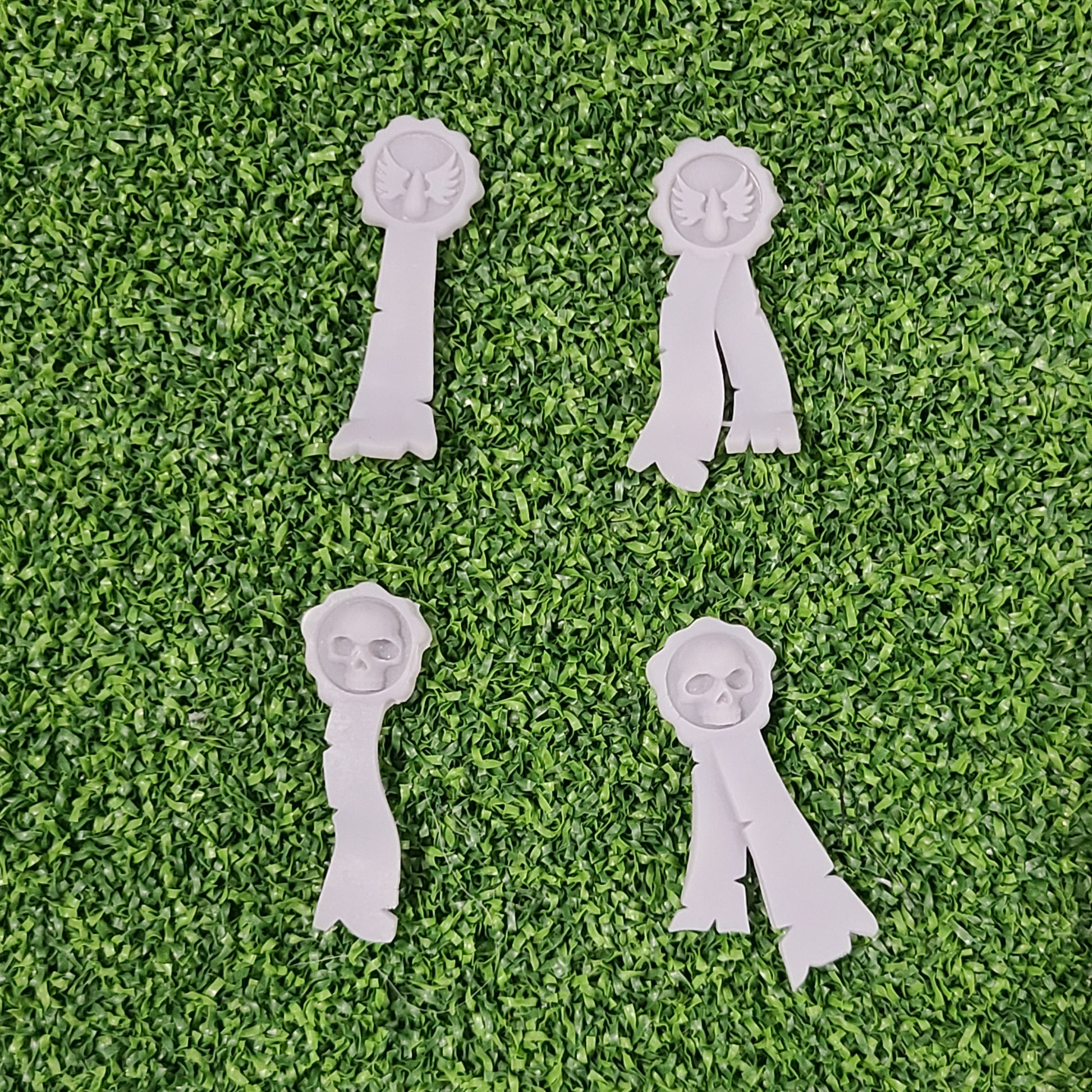 Sanguis Warrior Order Purity Seals and Prayer Parchments resin accessory set for McFarlane Toys 7-inch armored action figures by Fantasy World Games.