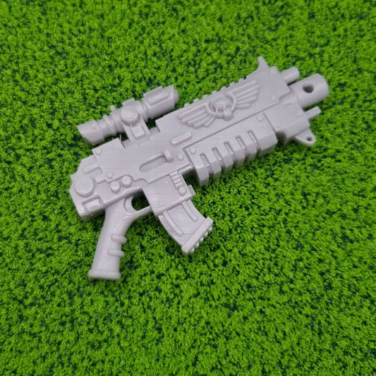 Scoped Battle Gun custom resin weapon with tactical scope compatible with McFarlane Toys 7-inch armored action figures