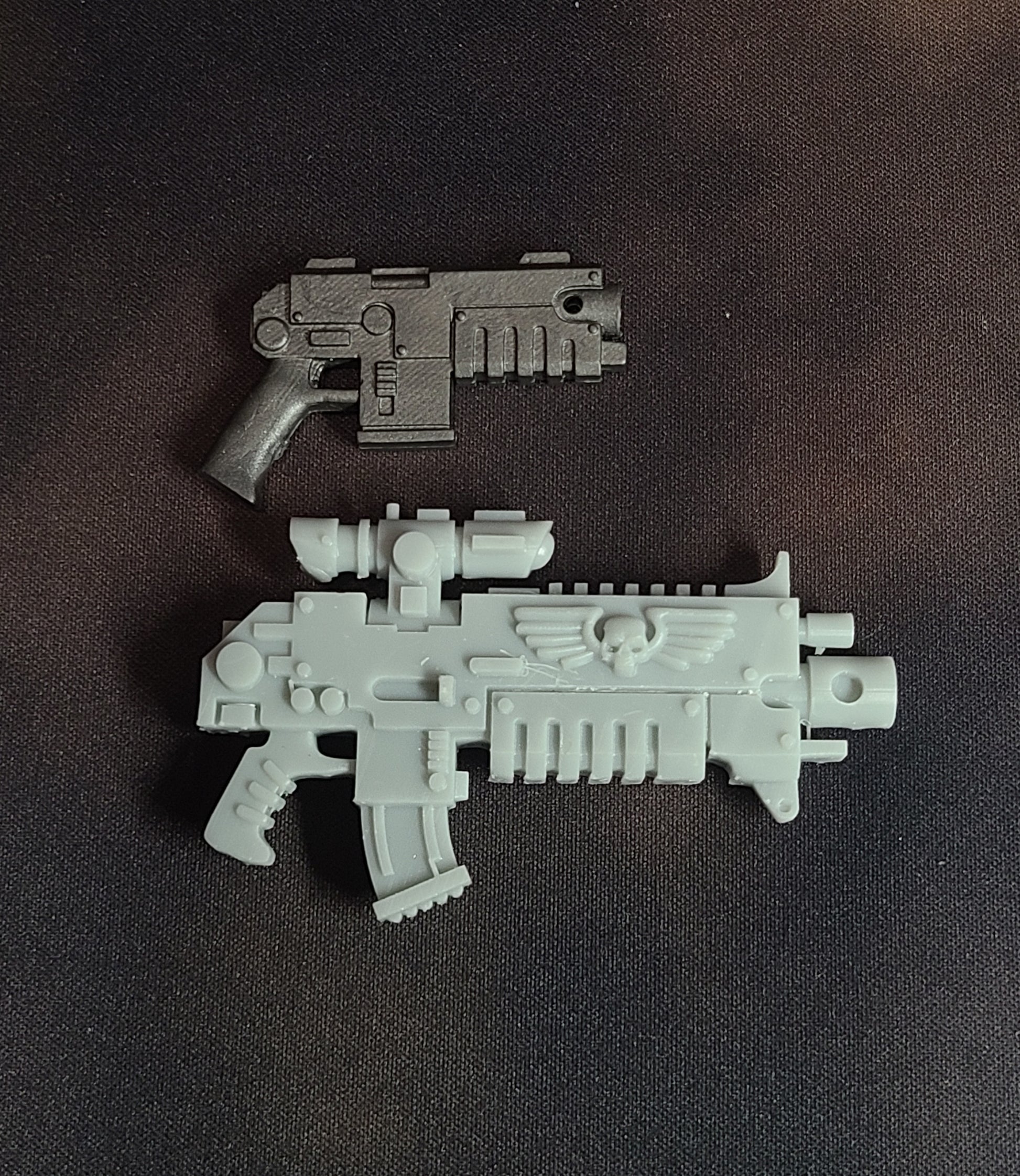 Scoped Battle Gun custom resin weapon with tactical scope compatible with McFarlane Toys 7-inch armored action figures