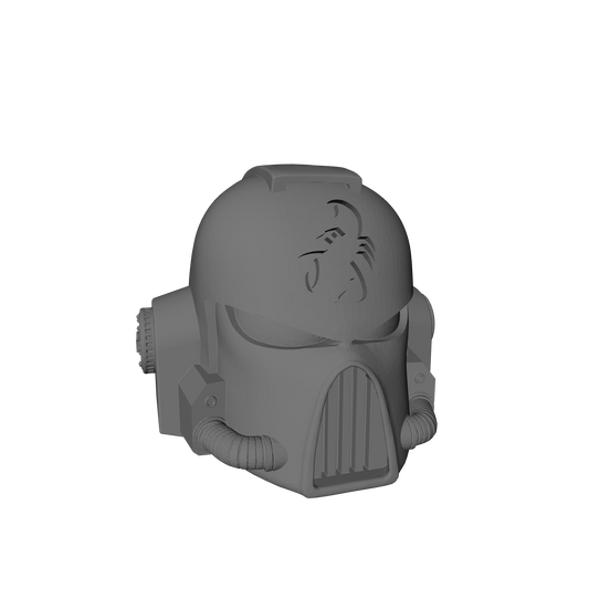 Scorpio Warrior Order Type 7 V2E Helmet with engraved detailing compatible with McFarlane Toys 1:12 scale armored action figures