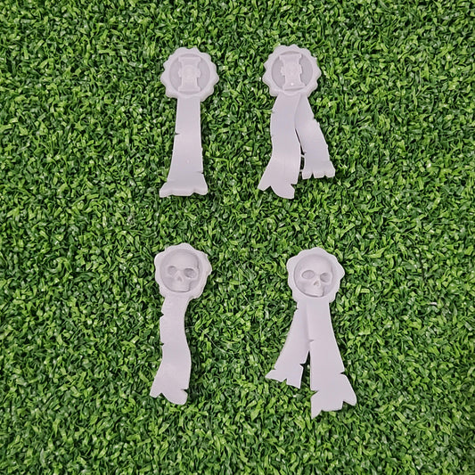Shadow Inquisitors Warrior Order Purity Seals and Prayer Parchments resin accessory set for McFarlane Toys 7-inch armored action figures by Fantasy World Games.
