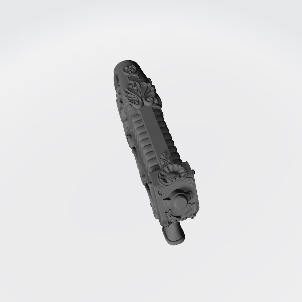 Sisters of Valor Warrior Order Artisan Pattern Energy Pistol with Fleur emblem custom resin weapon compatible with McFarlane Toys 1:12 scale figures
