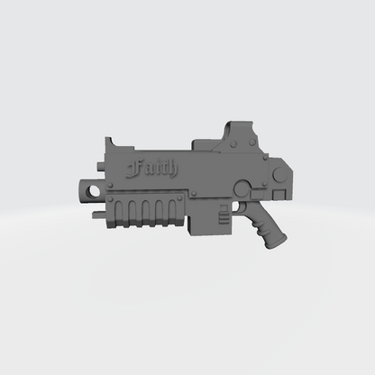 Sisters of Valor Warrior Order Bolter Faith and Vengeance resin weapon with holographic sight compatible with McFarlane 1:12 scale figures