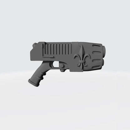 Sisters of Valor Warrior Order Energy Pistol with Fleur Emblem custom resin weapon compatible with McFarlane Toys 1:12 scale figures