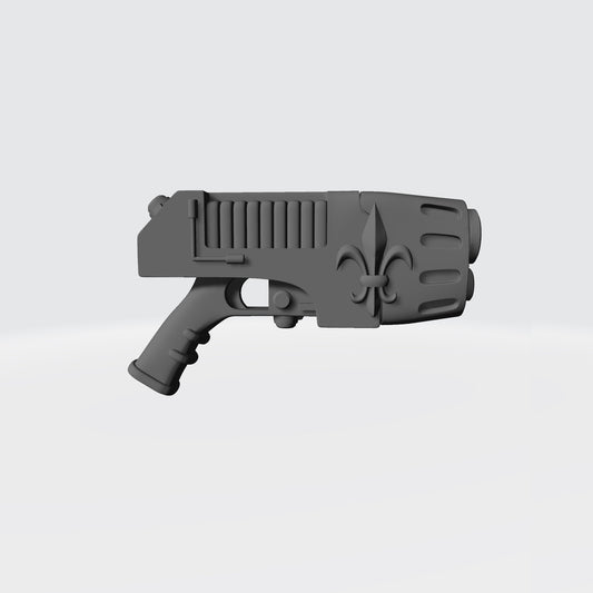 Sisters of Valor Warrior Order Energy Pistol with Fleur Emblem custom resin weapon compatible with McFarlane Toys 1:12 scale figures