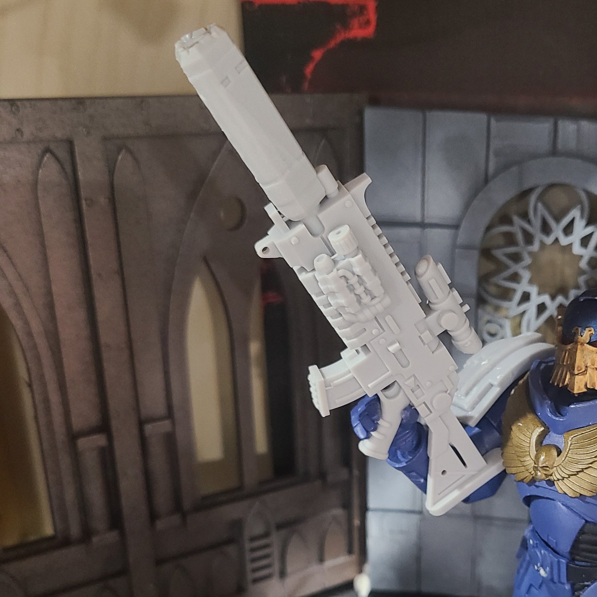 Custom resin Sniper Bolt Rifle with Scope and PEQ compatible with McFarlane Toys 7-inch armored action figures