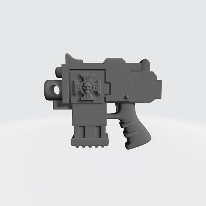 Strike Pistol Type 4 VT Pattern with Cross Emblem custom resin weapon compatible with McFarlane Toys 7-inch armored action figures