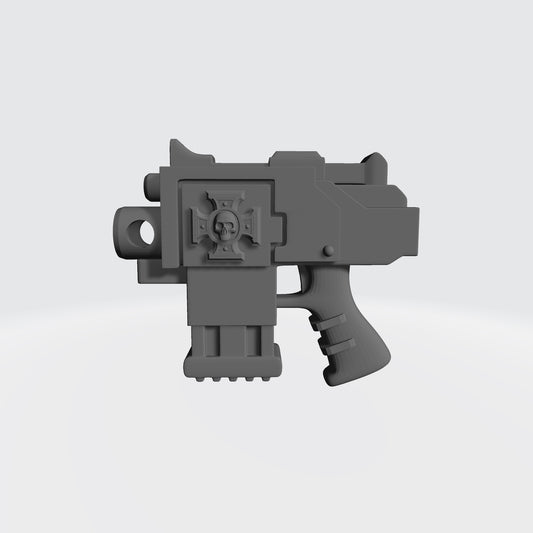 Strike Pistol Type 4 VT Pattern with Cross Emblem custom resin weapon compatible with McFarlane Toys 7-inch armored action figures