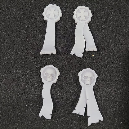 Templar Knights Warrior Order Purity Seals and Prayer Parchments resin accessory set for McFarlane Toys 7-inch armored action figures by Fantasy World Games.