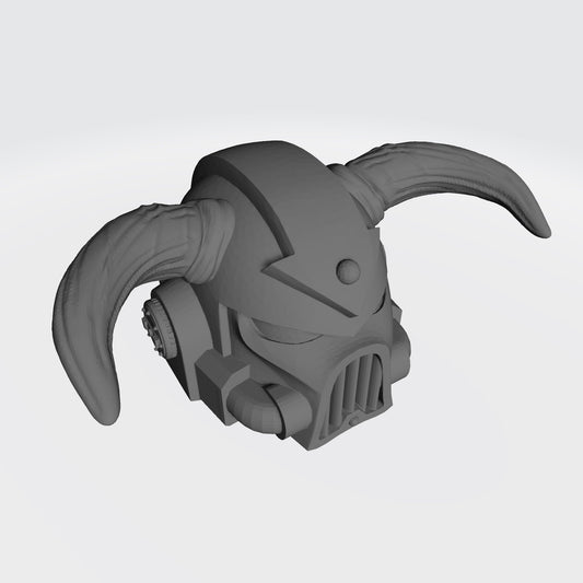 Custom resin Traitor Warrior Order Type 7 V1 helmet compatible with McFarlane Toys 7-inch armored action figures.