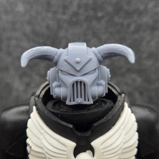 Custom resin Traitor Warrior Order Type 7 V1 helmet compatible with McFarlane Toys 7-inch armored action figures.
