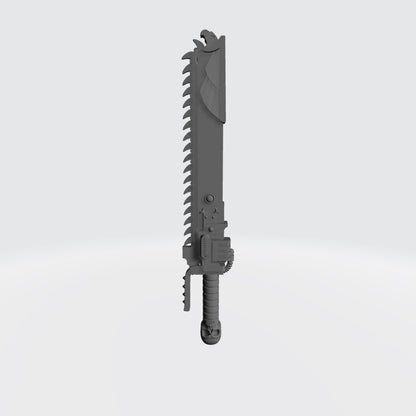 Ultra Warrior Order Teeth of Ultra Chain Blade with Skull Pommel compatible with McFarlane Toys 1:12 scale armored action figures custom resin close combat weapon