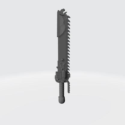 Ultra Warrior Order Teeth of Ultra Chain Blade with Skull Pommel compatible with McFarlane Toys 1:12 scale armored action figures custom resin close combat weapon