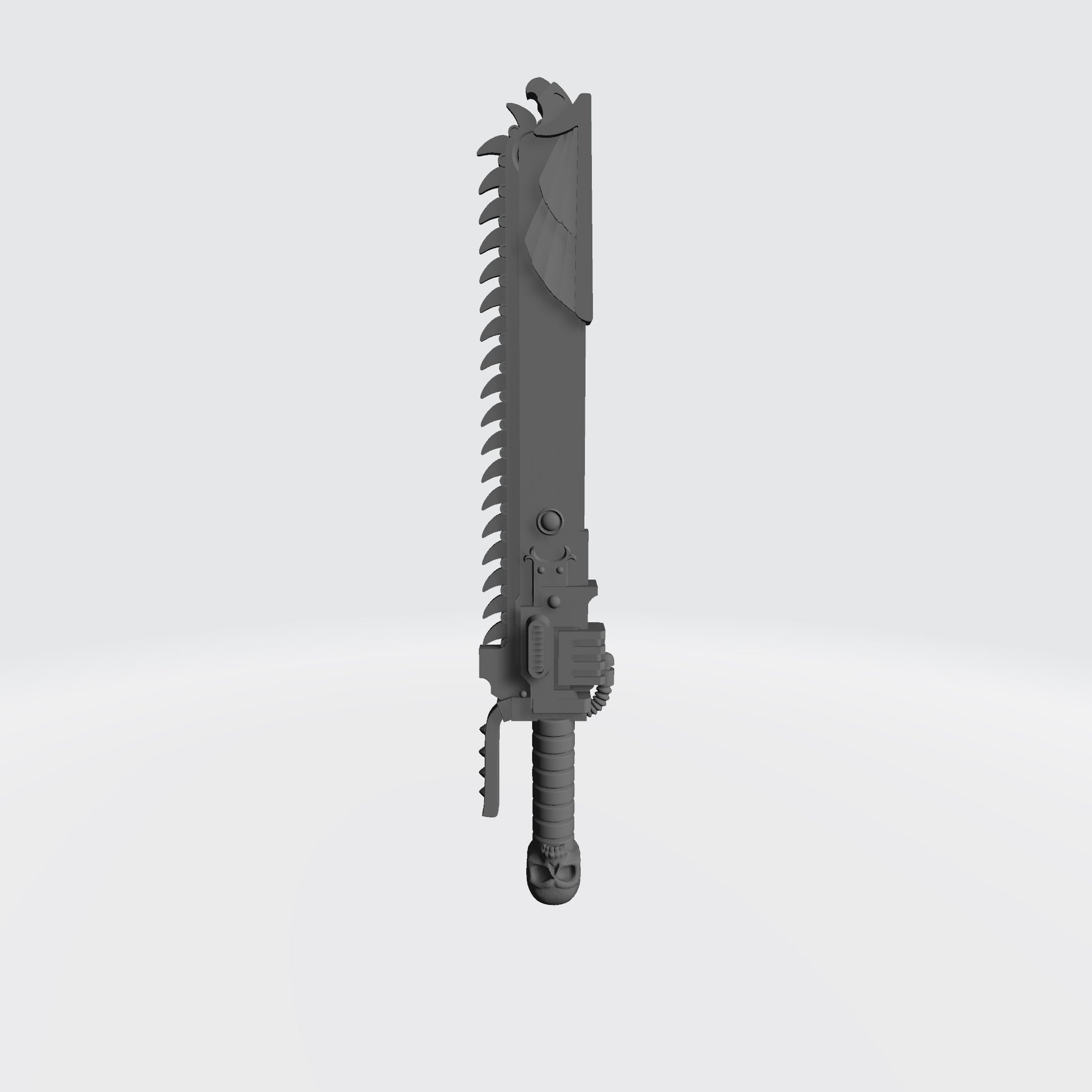 Custom resin Ultra Warrior Order chainsword with skull pommel compatible with McFarlane Toys 7-inch 1:12 scale armored action figures.