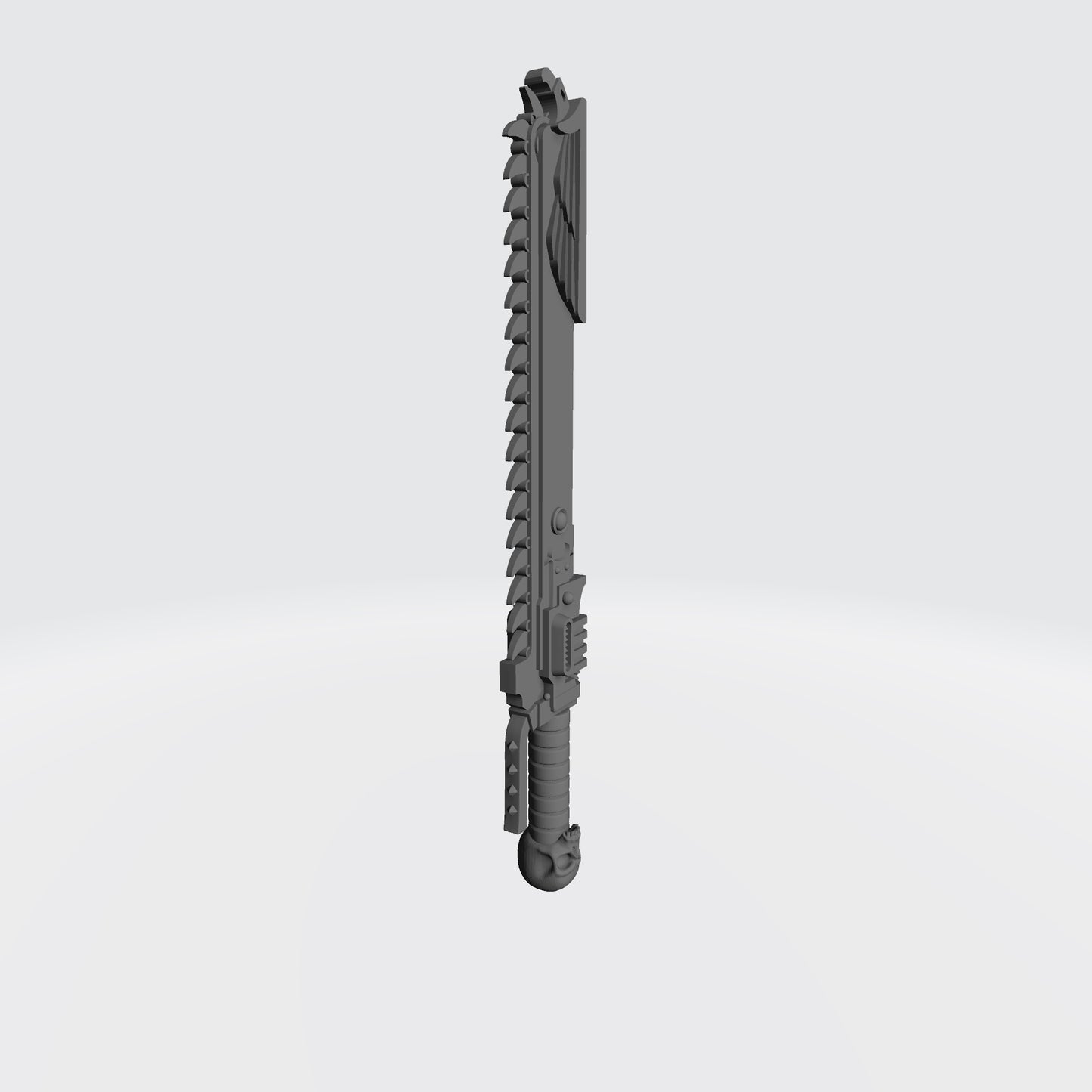 Custom resin Ultra Warrior Order chainsword with skull pommel compatible with McFarlane Toys 7-inch 1:12 scale armored action figures.