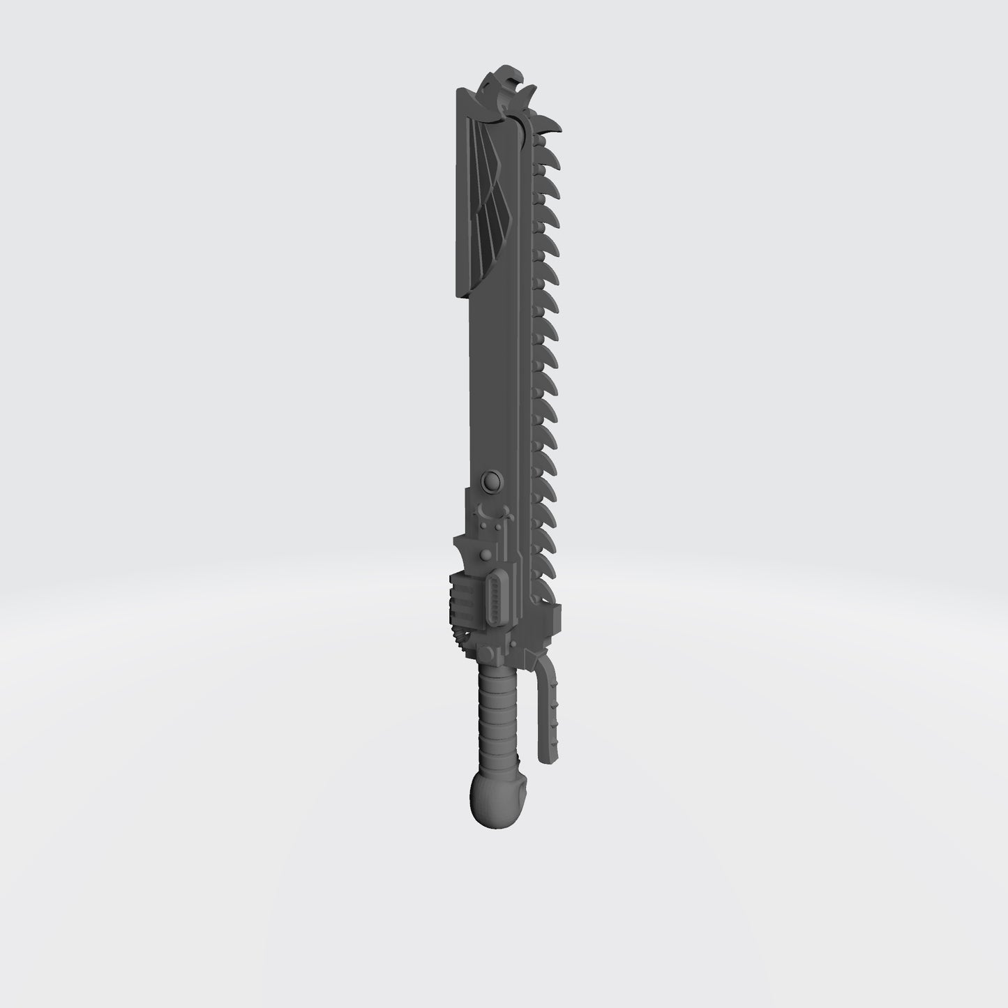 Custom resin Ultra Warrior Order chainsword with skull pommel compatible with McFarlane Toys 7-inch 1:12 scale armored action figures.