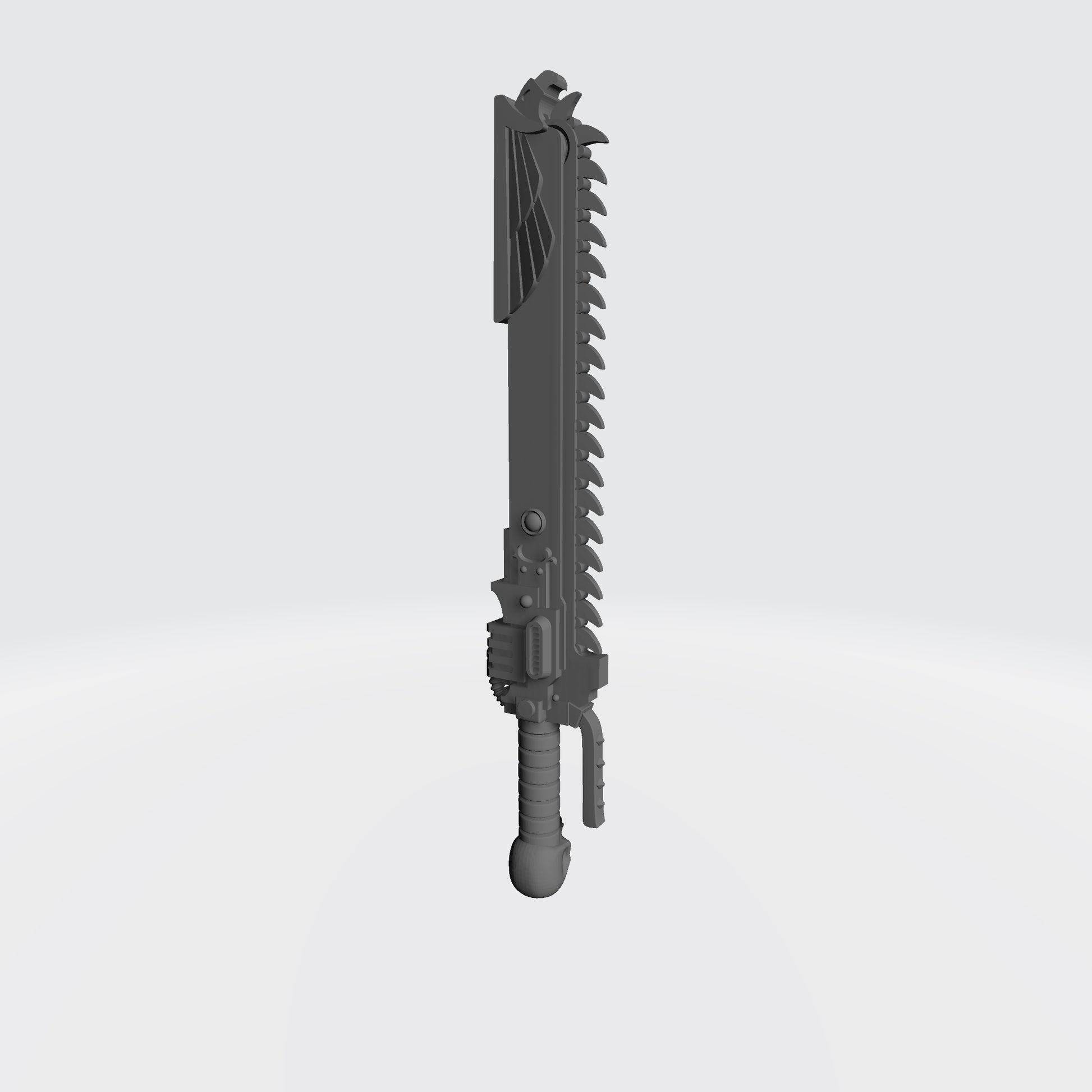 Custom resin Ultra Warrior Order chainsword with skull pommel compatible with McFarlane Toys 7-inch 1:12 scale armored action figures.