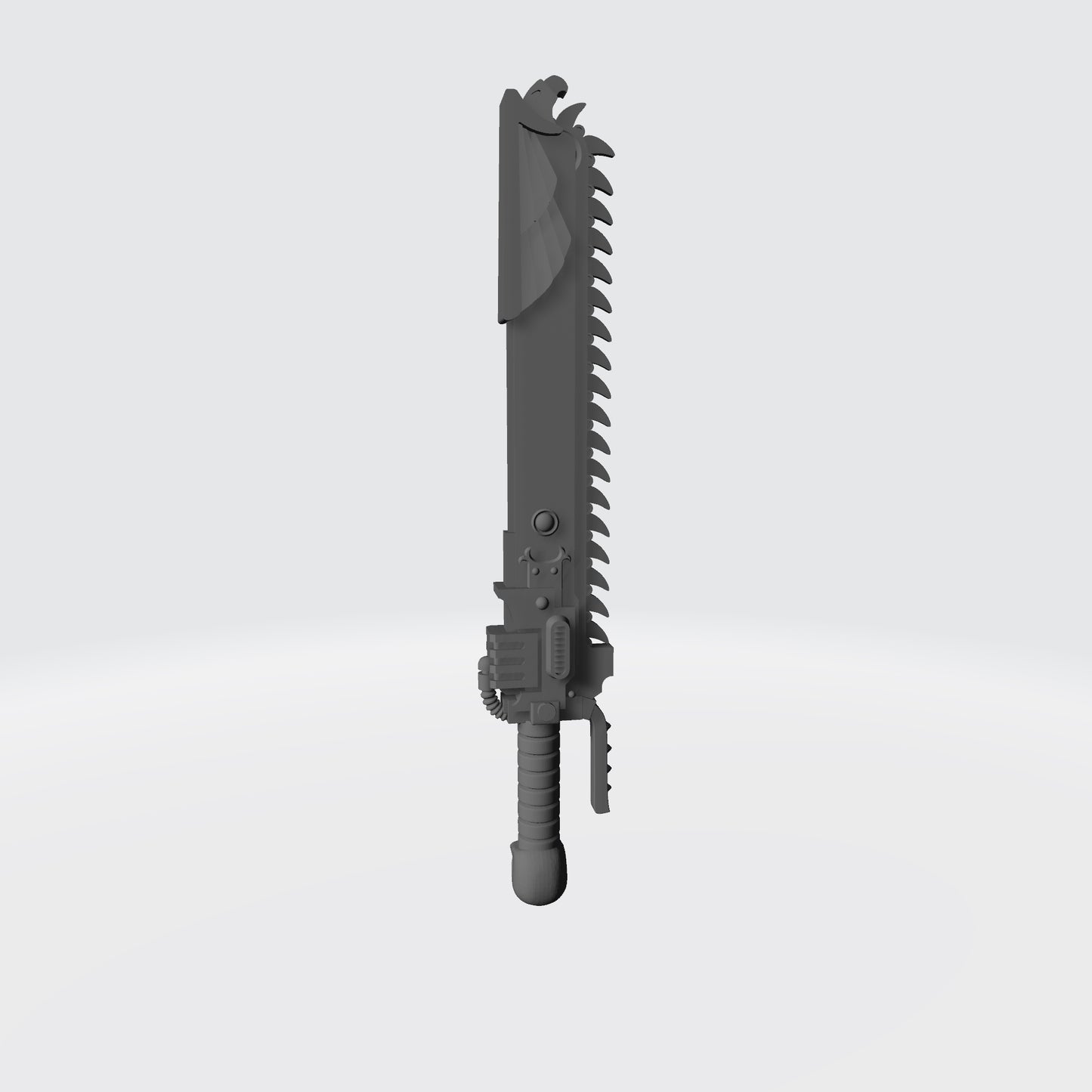 Custom resin Ultra Warrior Order chainsword with skull pommel compatible with McFarlane Toys 7-inch 1:12 scale armored action figures.
