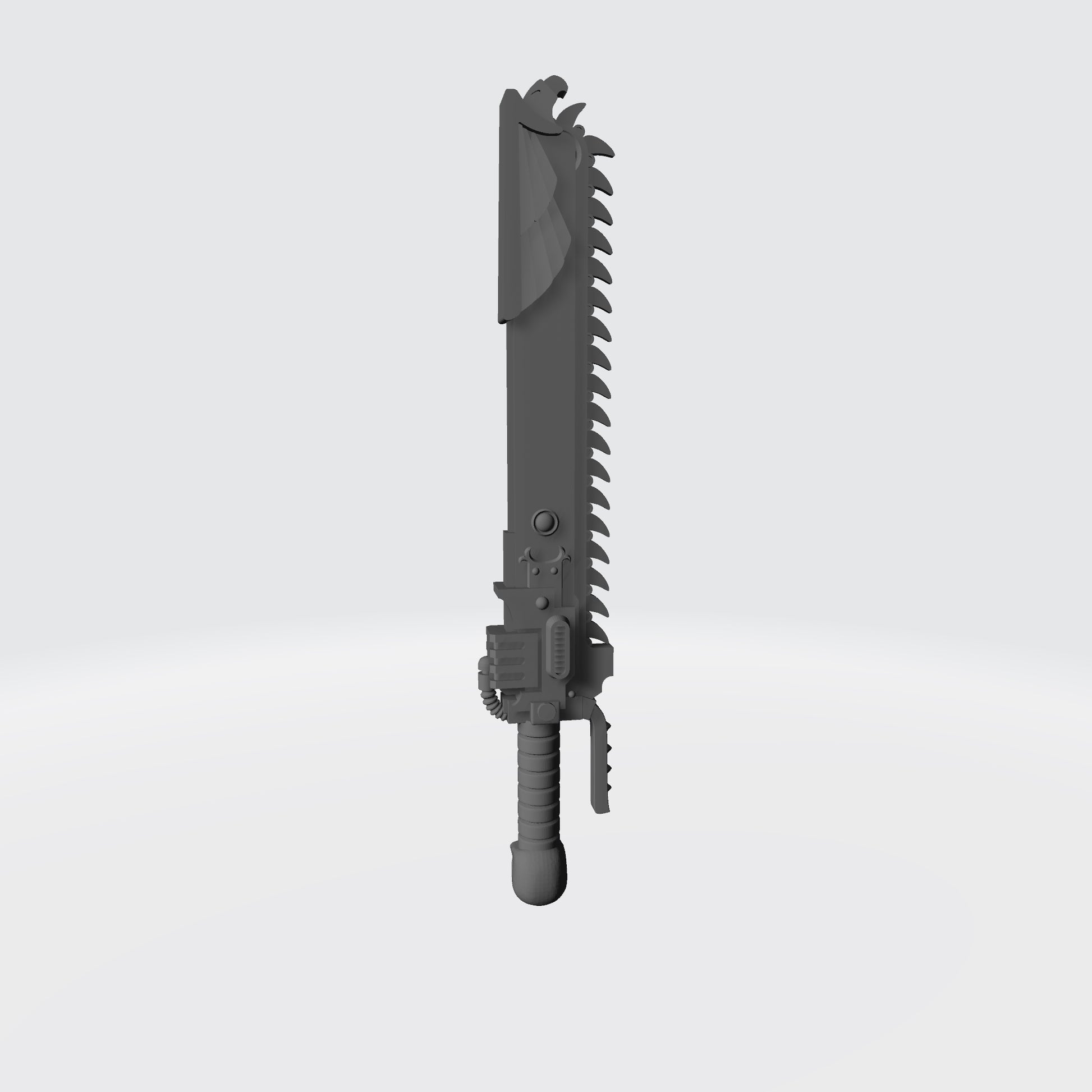 Custom resin Ultra Warrior Order chainsword with skull pommel compatible with McFarlane Toys 7-inch 1:12 scale armored action figures.