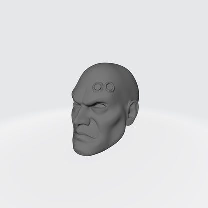 Veteran Sergeant Bald Head with Two Service Studs custom resin head sculpt compatible with McFarlane Toys 7-inch armored action figures.