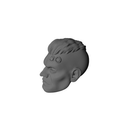 Veteran Sergeant Head with Crew Cut and Two Service Studs Over Left Eye custom resin head sculpt compatible with McFarlane Toys 7-inch armored action figures.