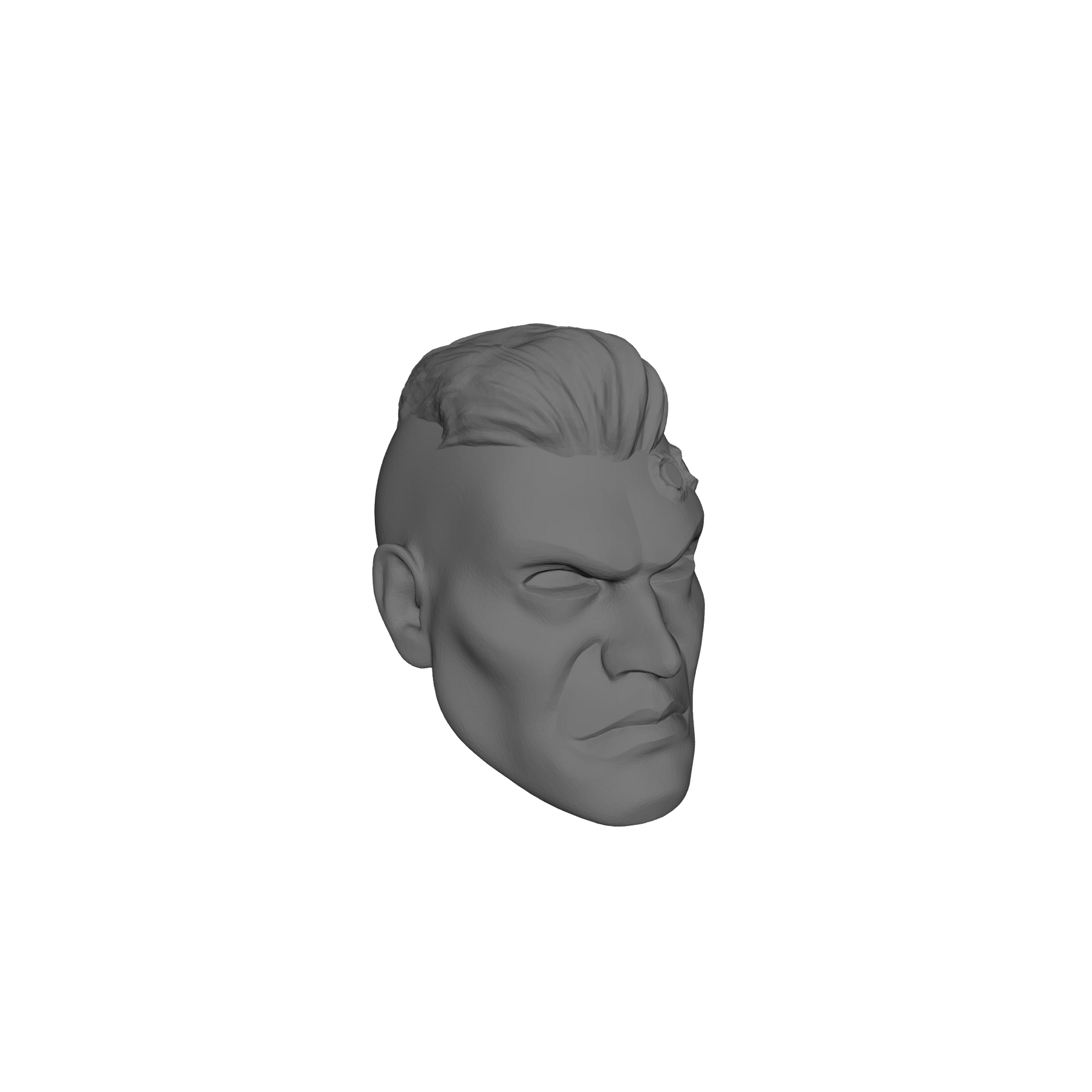 Veteran Sergeant Head with Crew Cut and Two Service Studs Over Left Eye custom resin head sculpt compatible with McFarlane Toys 7-inch armored action figures.