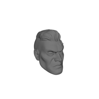 Veteran Sergeant Head with Crew Cut and Two Service Studs Over Left Eye custom resin head sculpt compatible with McFarlane Toys 7-inch armored action figures.