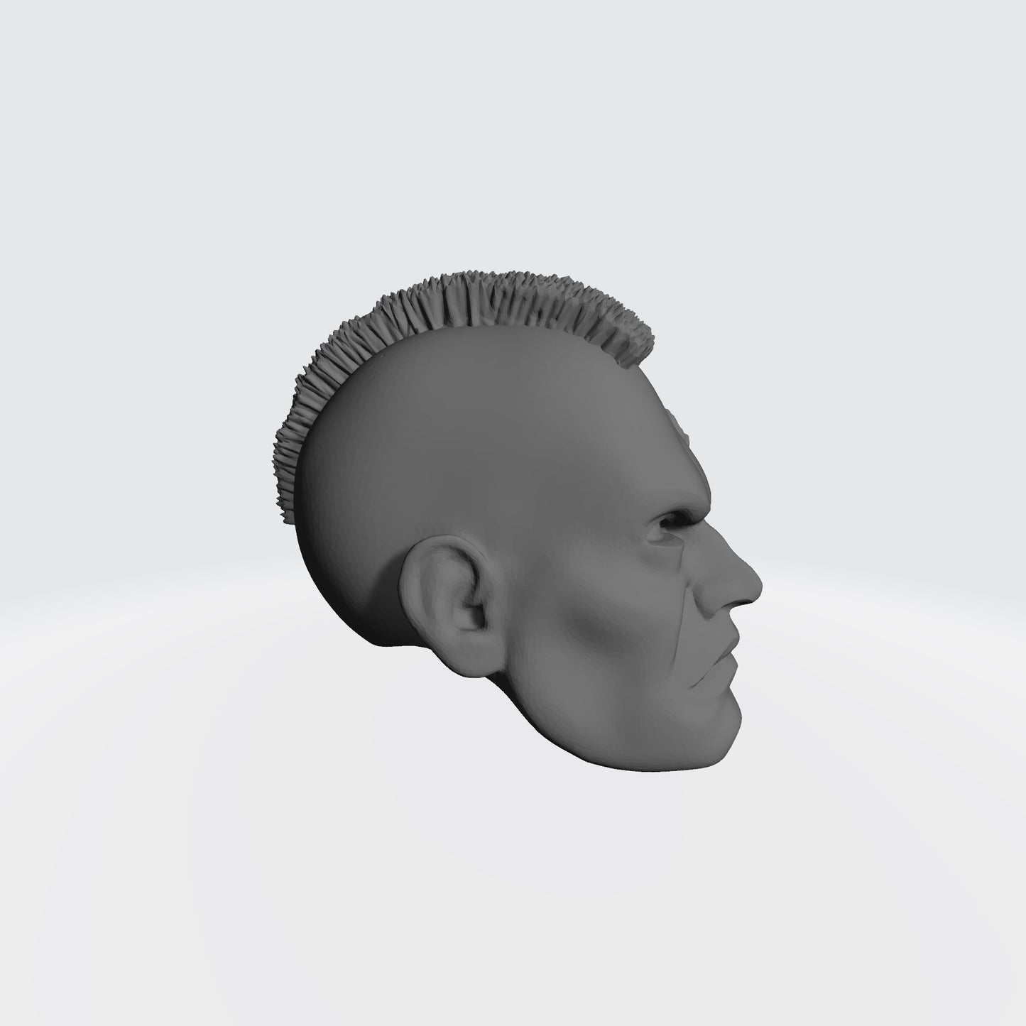 Veteran Sergeant Head with Mohawk and Two Service Studs Over Left Eye custom resin head sculpt compatible with McFarlane Toys 7-inch armored action figures.