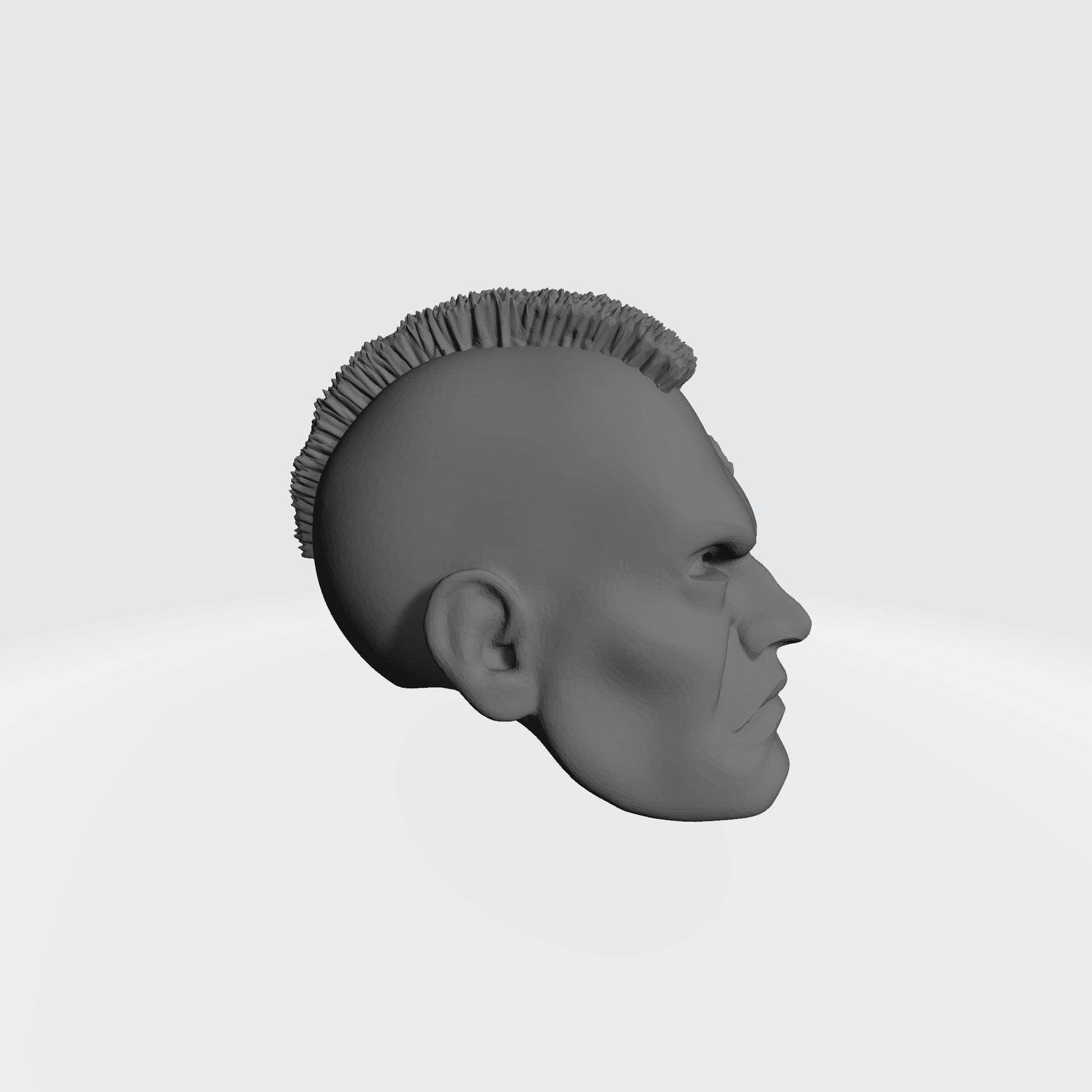 Veteran Sergeant Head with Mohawk and Two Service Studs Over Left Eye custom resin head sculpt compatible with McFarlane Toys 7-inch armored action figures.