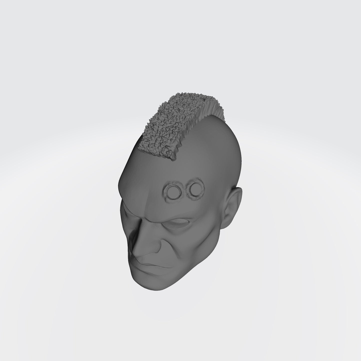 Veteran Sergeant Head with Mohawk and Two Service Studs Over Left Eye custom resin head sculpt compatible with McFarlane Toys 7-inch armored action figures.