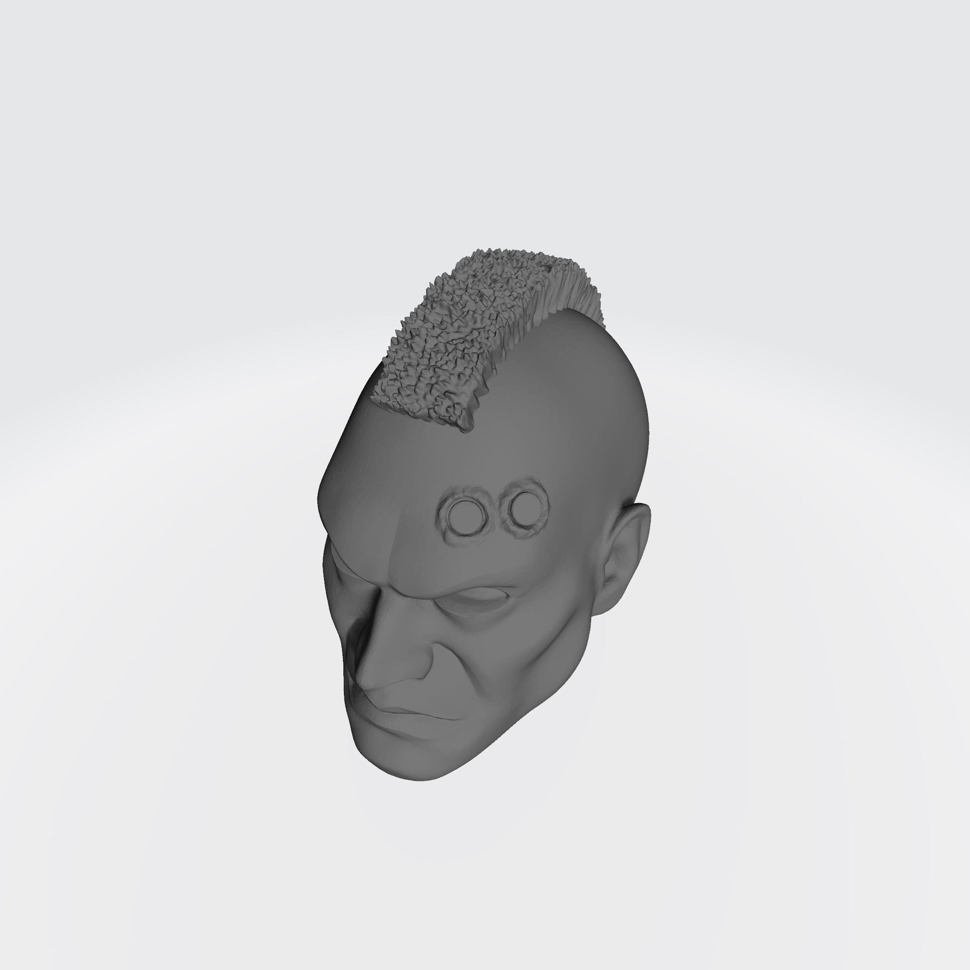 Veteran Sergeant Head with Mohawk and Two Service Studs Over Left Eye custom resin head sculpt compatible with McFarlane Toys 7-inch armored action figures.