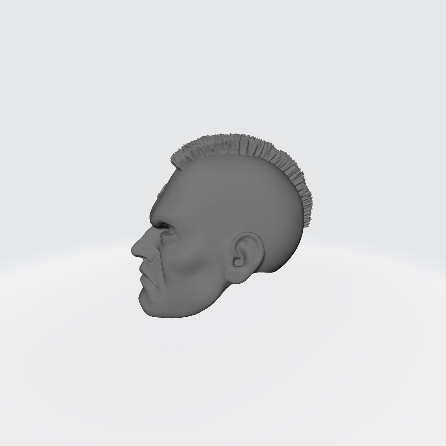Veteran Sergeant Head SM001 with Mohawk and Two Service Studs Over Right Eye custom resin head sculpt compatible with McFarlane Toys 7-inch armored action figures.