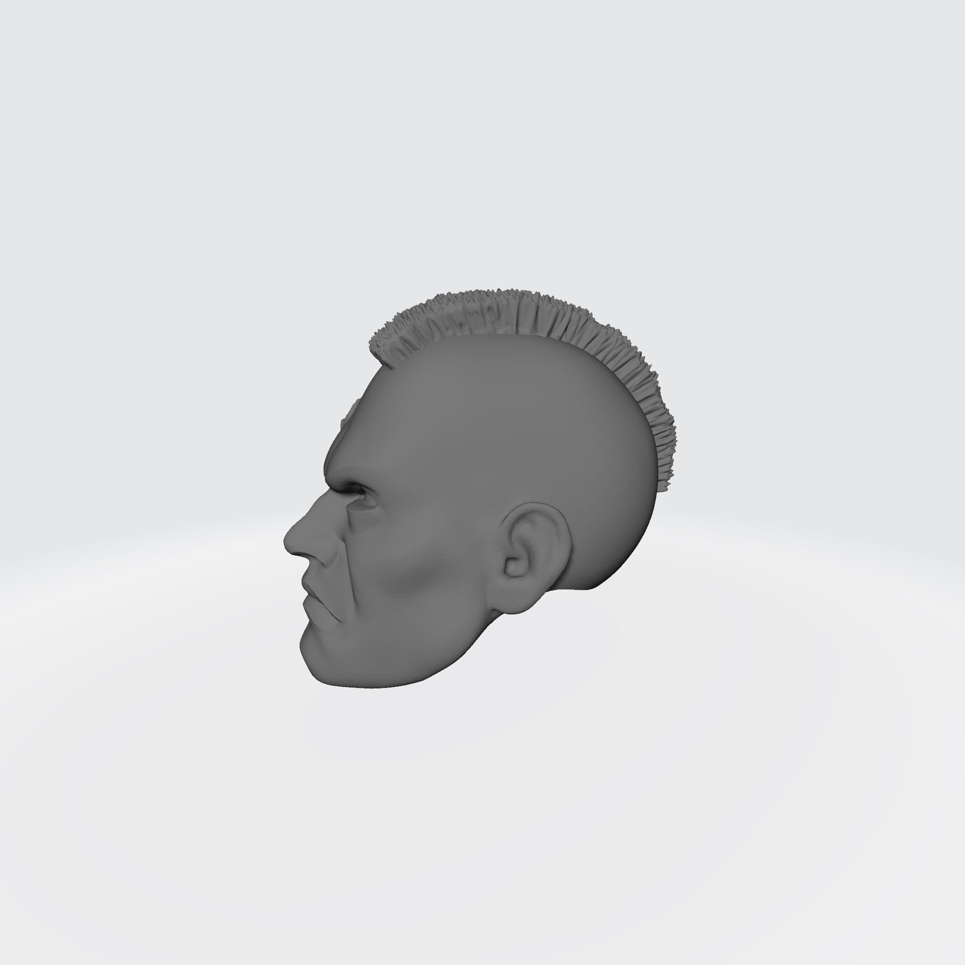 Veteran Sergeant Head SM001 with Mohawk and Two Service Studs Over Right Eye custom resin head sculpt compatible with McFarlane Toys 7-inch armored action figures.