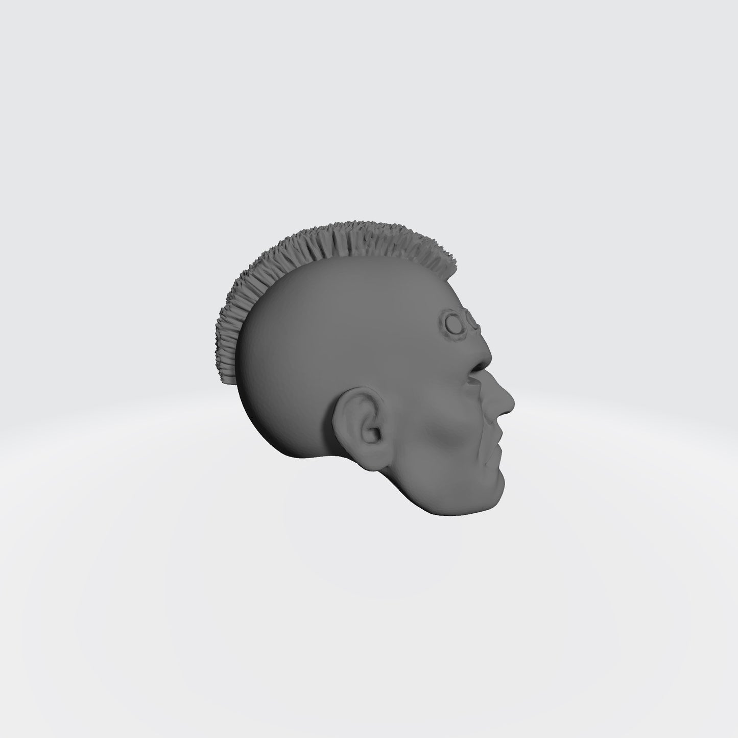 Veteran Sergeant Head SM001 with Mohawk and Two Service Studs Over Right Eye custom resin head sculpt compatible with McFarlane Toys 7-inch armored action figures.