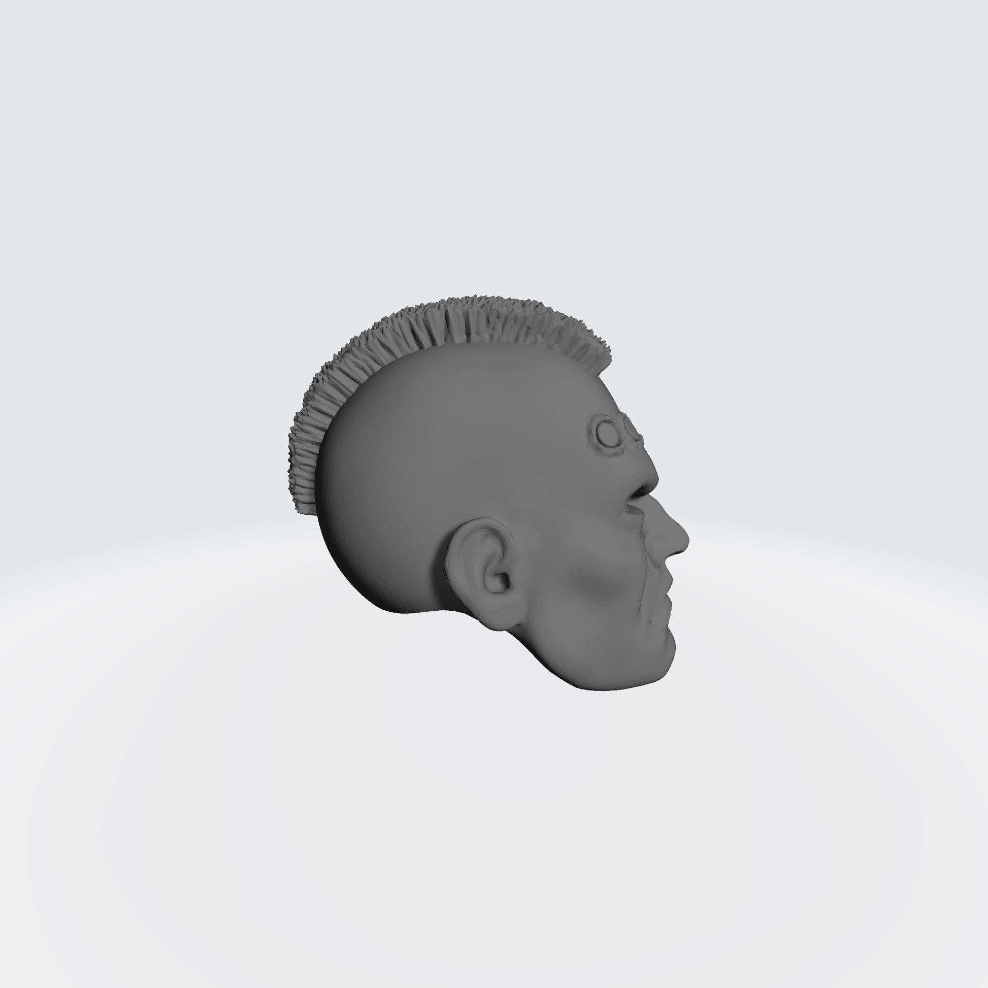 Veteran Sergeant Head SM001 with Mohawk and Two Service Studs Over Right Eye custom resin head sculpt compatible with McFarlane Toys 7-inch armored action figures.