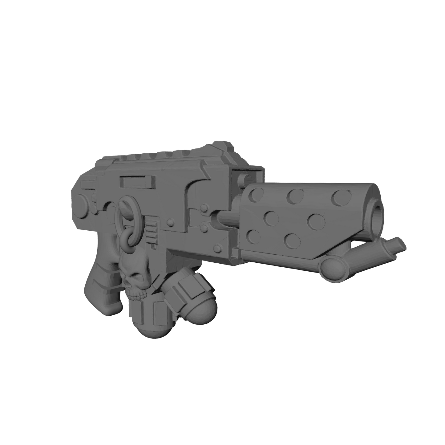 Veteran Warrior Flamer Pyre-Gun with Skull custom resin weapon compatible with McFarlane Toys 7-inch armored action figures.