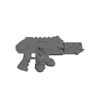 Veteran Warrior Flamer Pyre-Gun with Skull custom resin weapon compatible with McFarlane Toys 7-inch armored action figures.