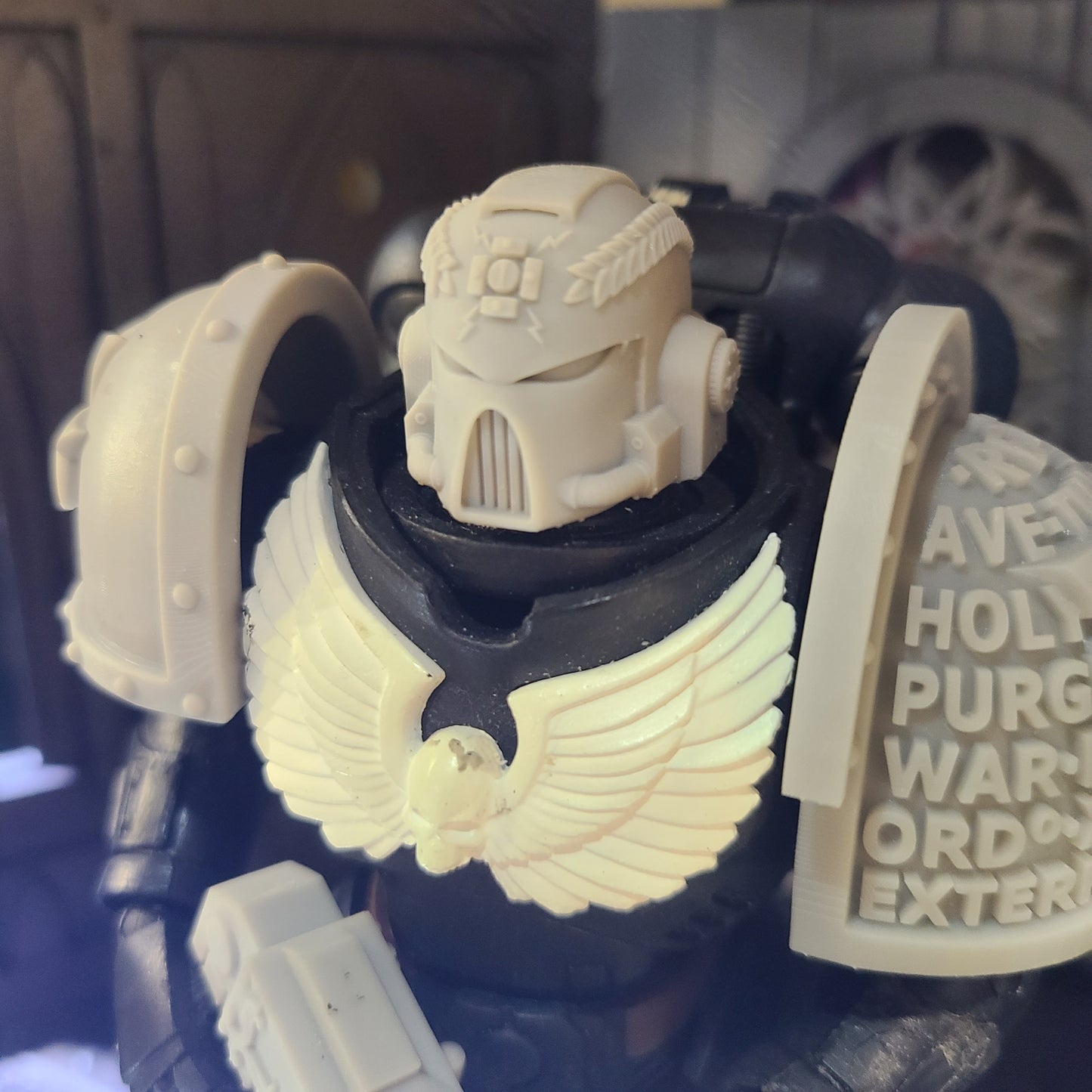 Veteran Warrior Type 7 Helmet with Cross and Laurels compatible with McFarlane Toys 1:12 scale armored action figures