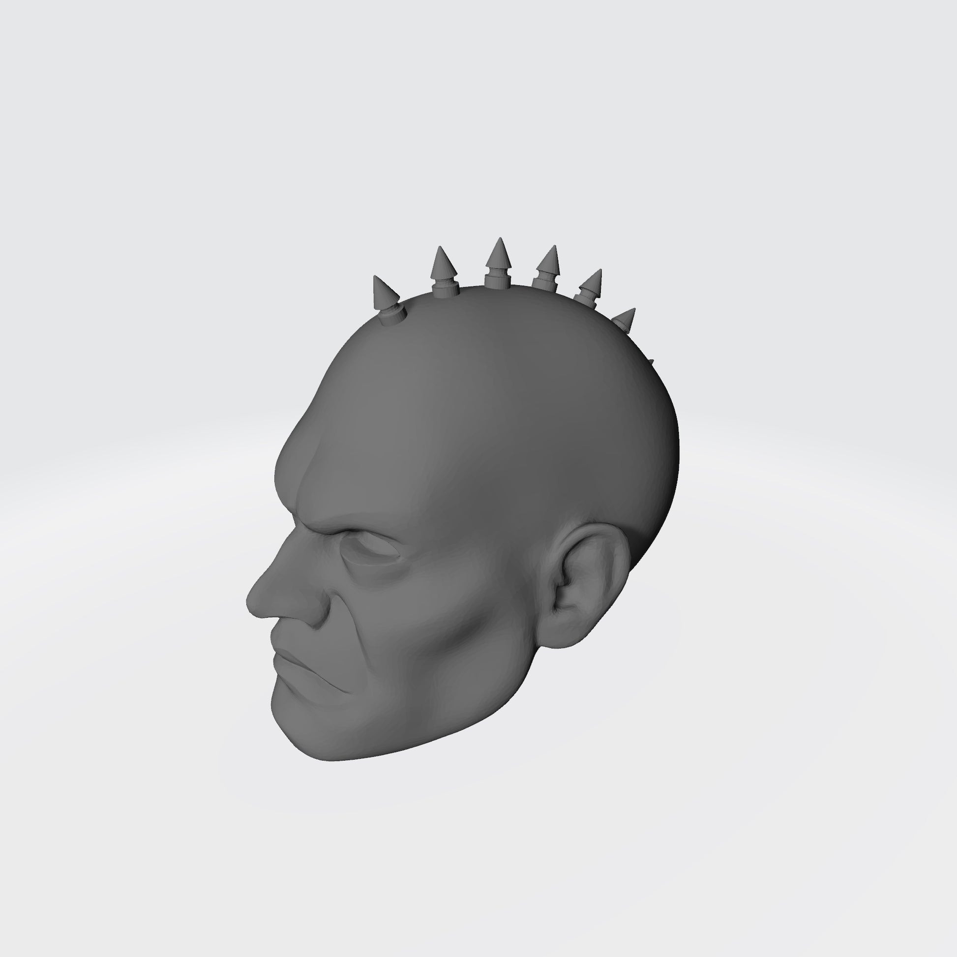 Warborn Battle Brother Head with Small Spike Studs Mohawk custom resin head sculpt compatible with McFarlane Toys 7-inch armored action figures.